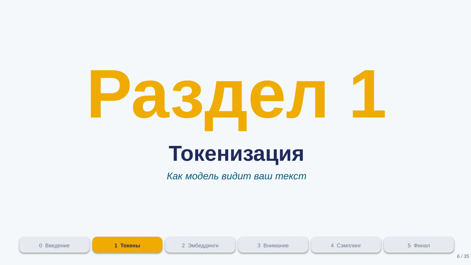 Слайд 6. Раздел 1: Токенизация