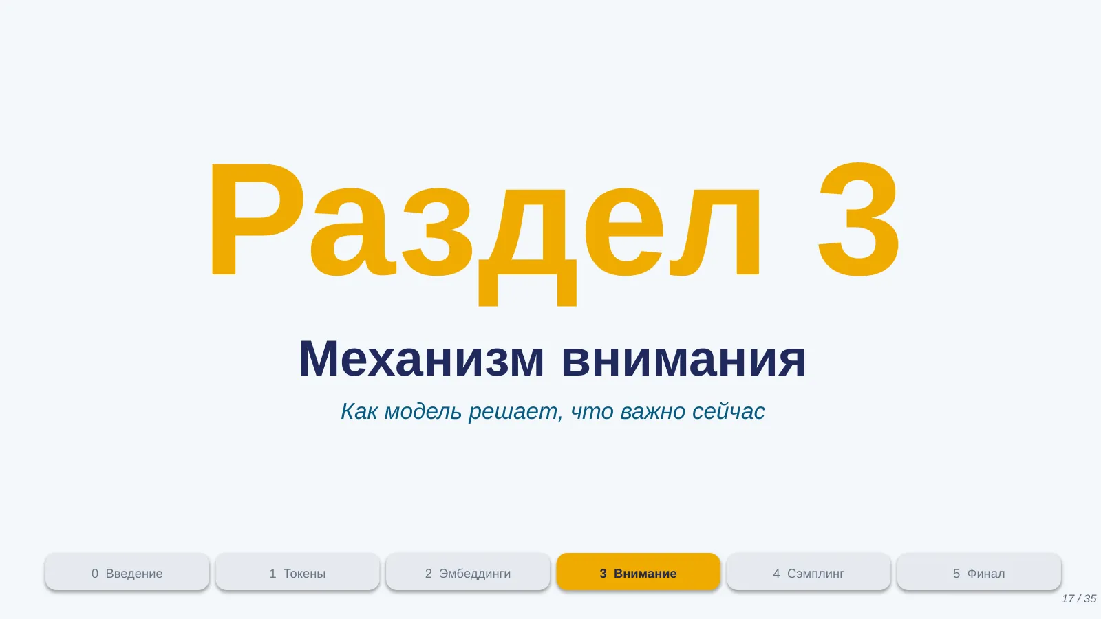 Слайд 17. Раздел 3: Механизм внимания